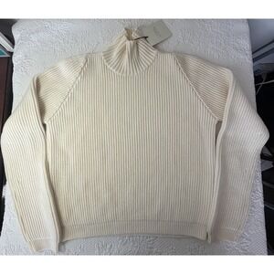 Studio Nicholson Ivory Merino Wool Sweater Short Turtleneck Rib Sort Knit Large